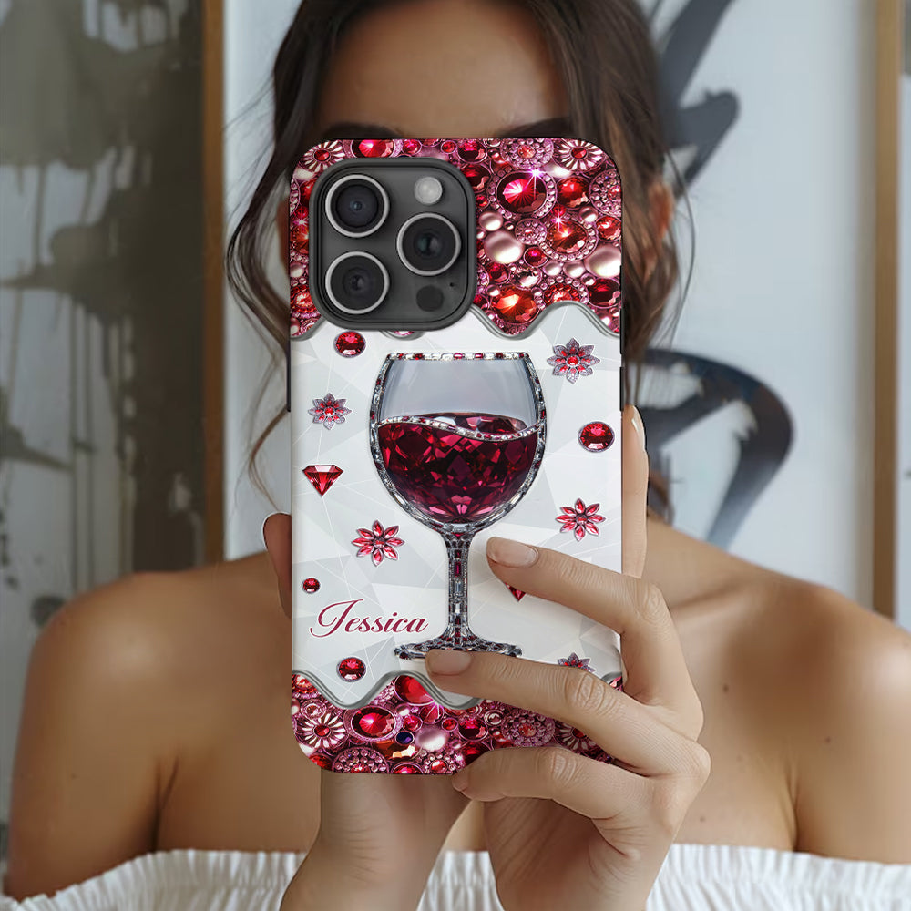 Une fille qui aime le vin - Coque de téléphone personnalisée avec impression intégrale sur le thème du vin