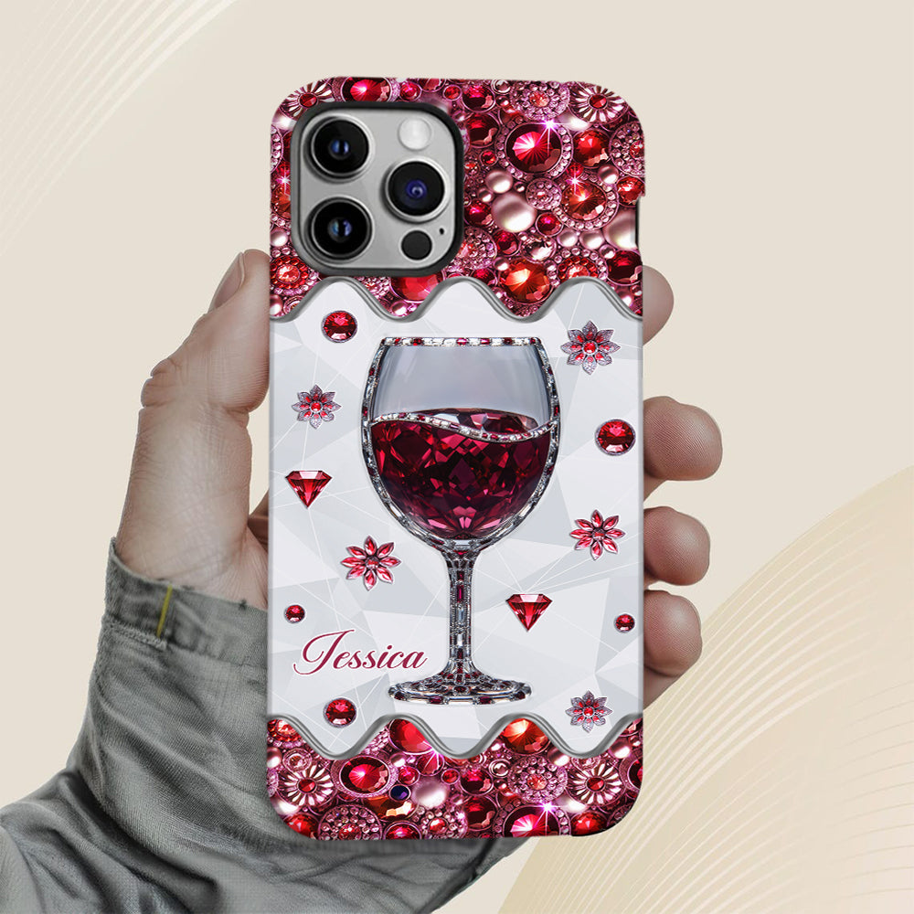 Une fille qui aime le vin - Coque de téléphone personnalisée avec impression intégrale sur le thème du vin