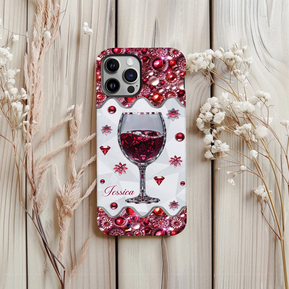 Une fille qui aime le vin - Coque de téléphone personnalisée avec impression intégrale sur le thème du vin