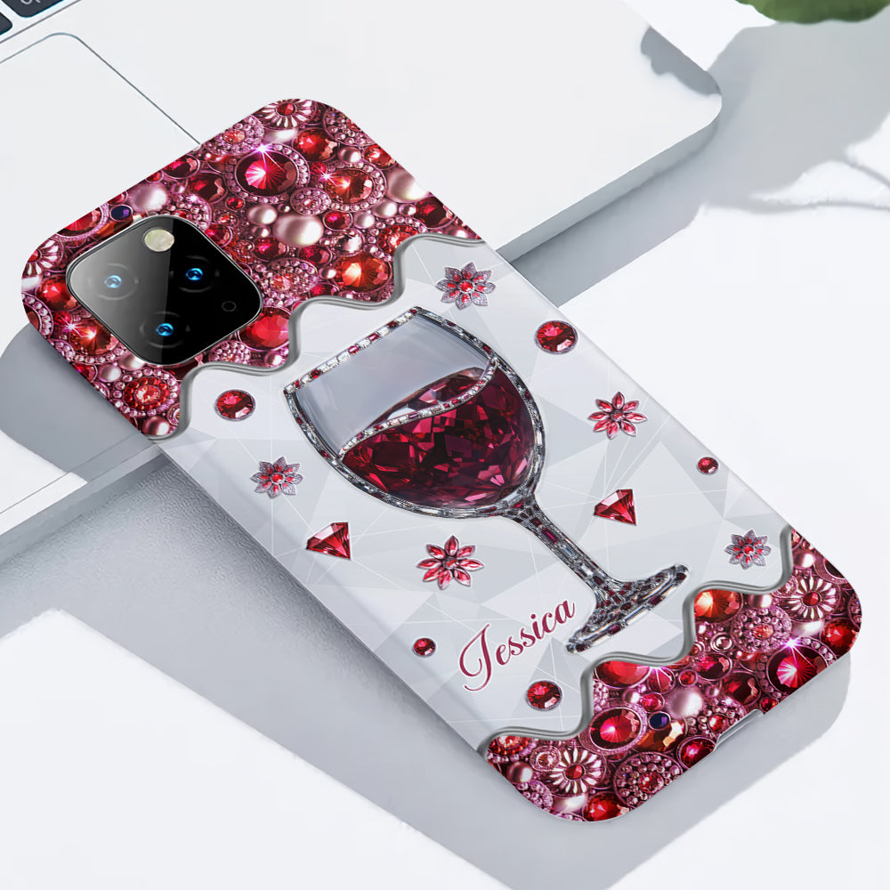 Une fille qui aime le vin - Coque de téléphone personnalisée avec impression intégrale sur le thème du vin