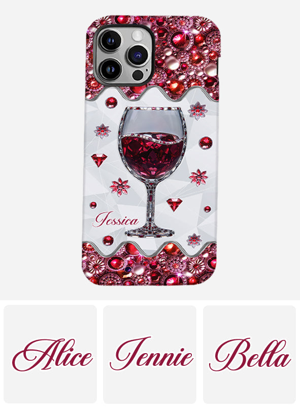 Une fille qui aime le vin - Coque de téléphone personnalisée avec impression intégrale sur le thème du vin