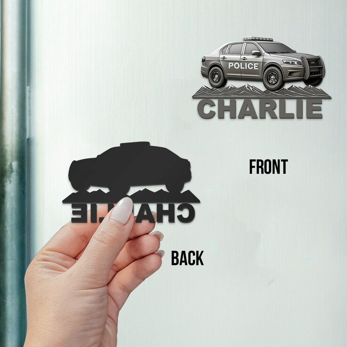 Ich fahre den Wee Woo Car – personalisierter Polizeibeamten-Magnet