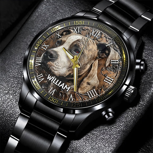 Starker Pitbull – Personalisierte Hunde-Handuhr