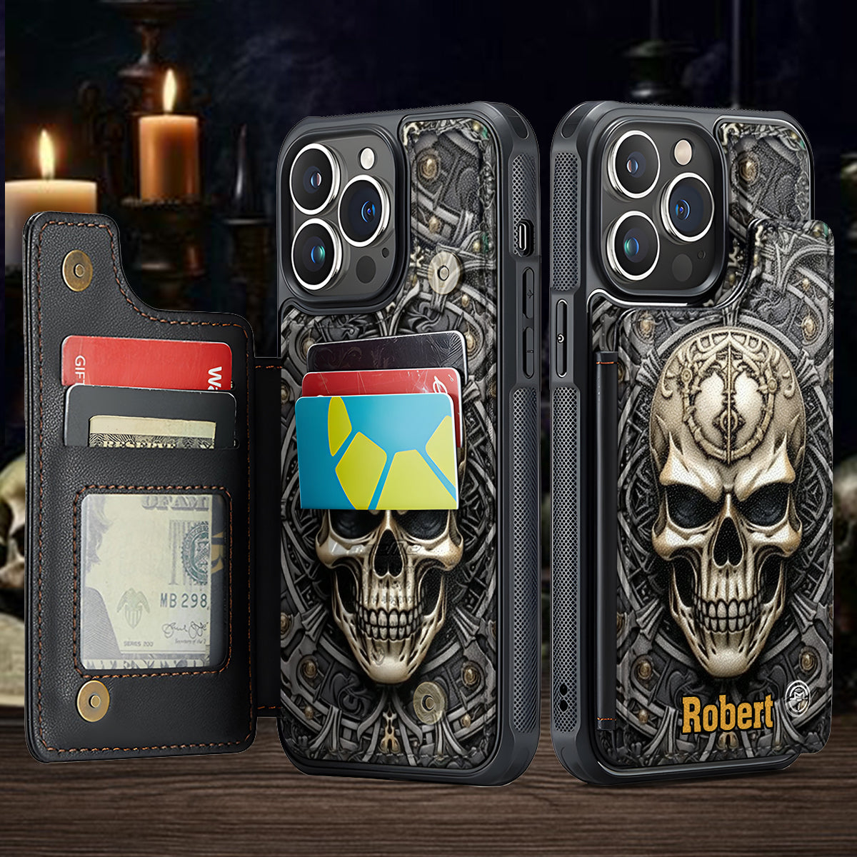 Cool Skull - Personalized Skull Fully Printed Wallet Phone Case