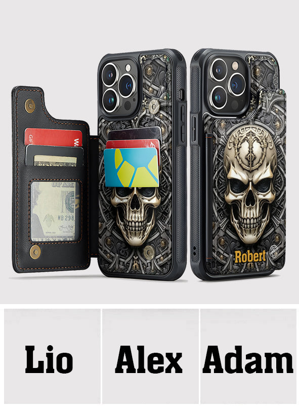 Cool Skull - Personalized Skull Fully Printed Wallet Phone Case