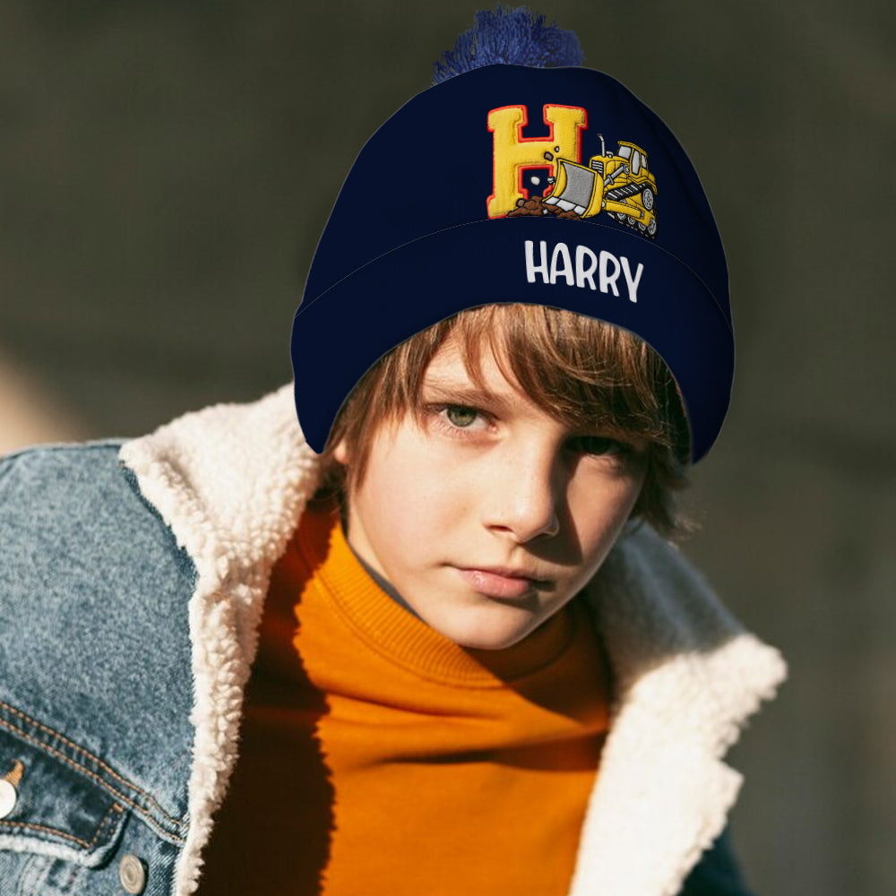 Alphabet Construction Vehicles - Personalized Kid Beanie Hat