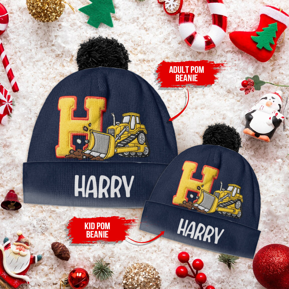 Alphabet Construction Vehicles - Personalized Kid Beanie Hat