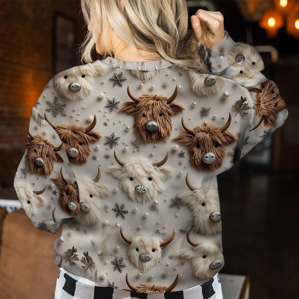 Adorable Highland Cows - Personalized Highland Cow Ugly Sweater