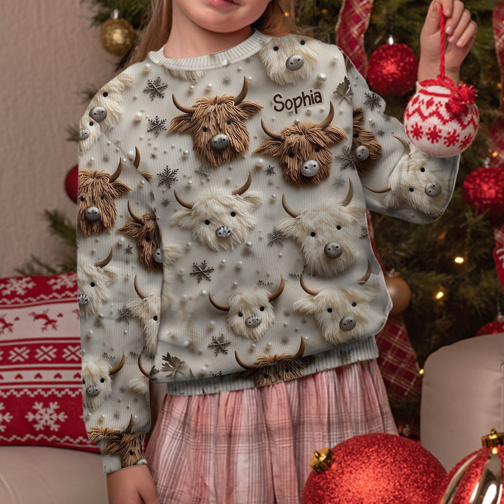 Adorable Highland Cows - Personalized Highland Cow Ugly Sweater