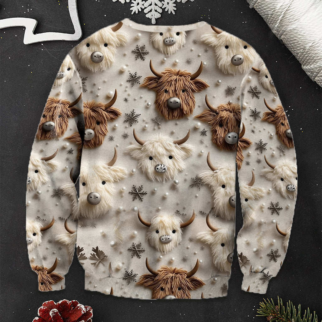 Adorable Highland Cows - Personalized Highland Cow Ugly Sweater