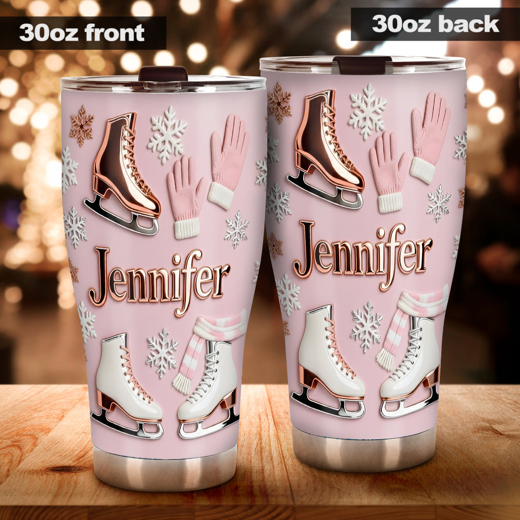 Ice Skating Makes Me Happy - Personalized Ice Skating Tumbler