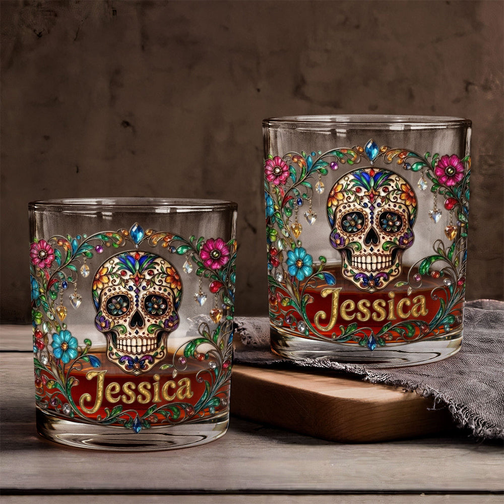Tag Der Toten - Personalisierbares Totenkopf Whiskeyglas