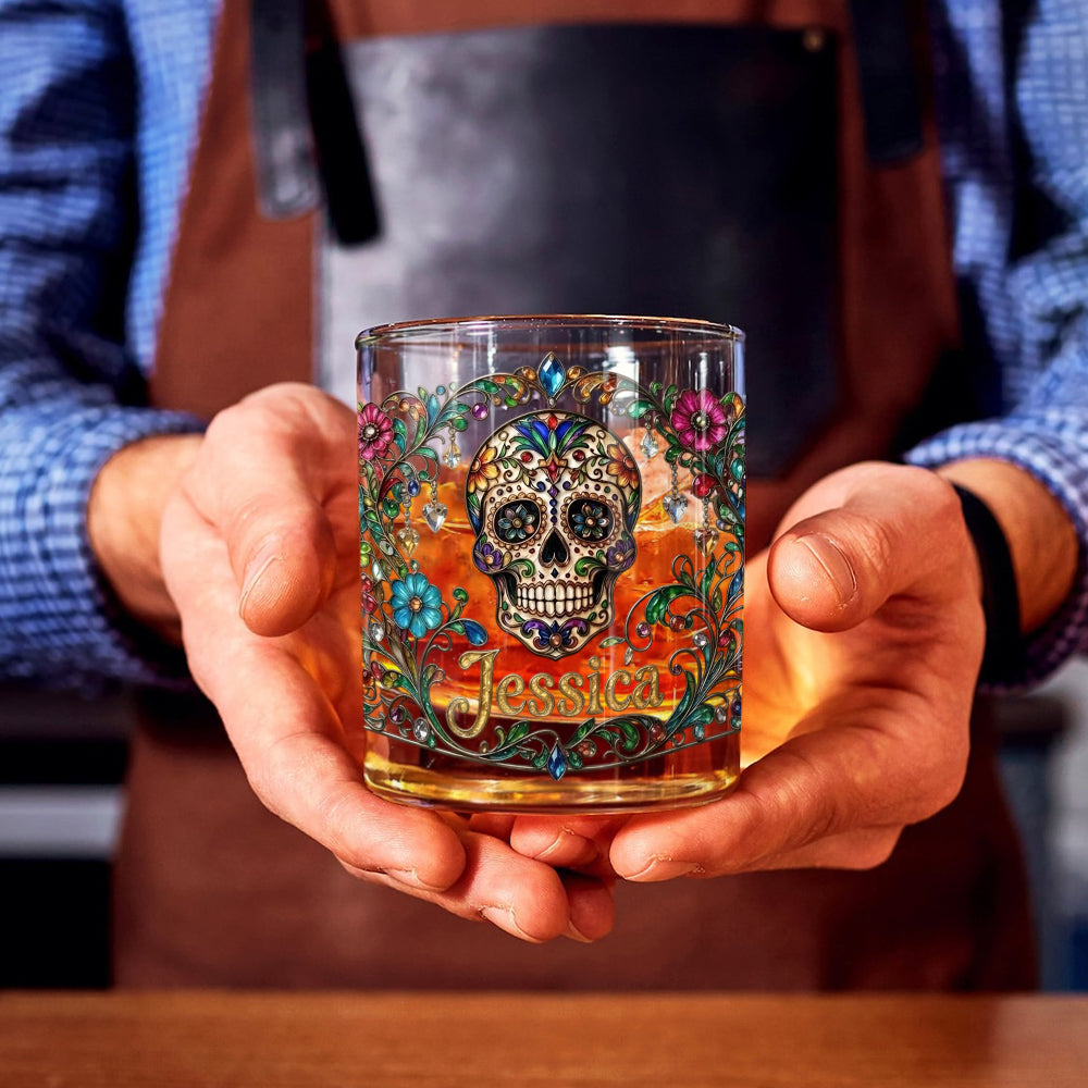 Tag Der Toten - Personalisierbares Totenkopf Whiskeyglas