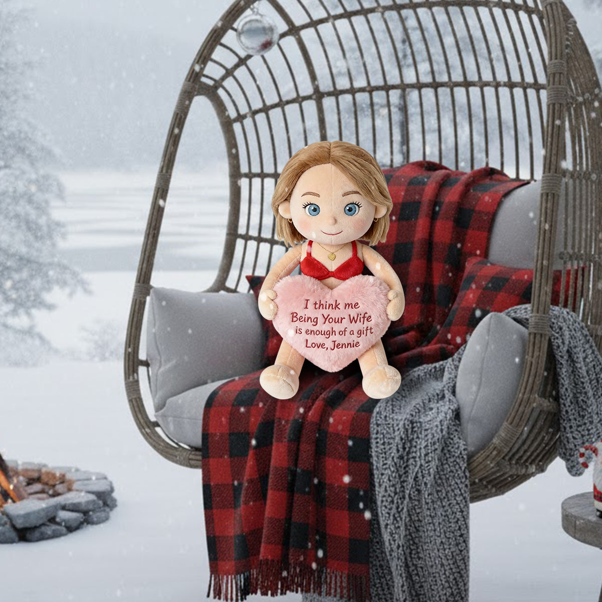 Custom From Any Photo - Personalized Couple Faux Fur Shaped Pillow