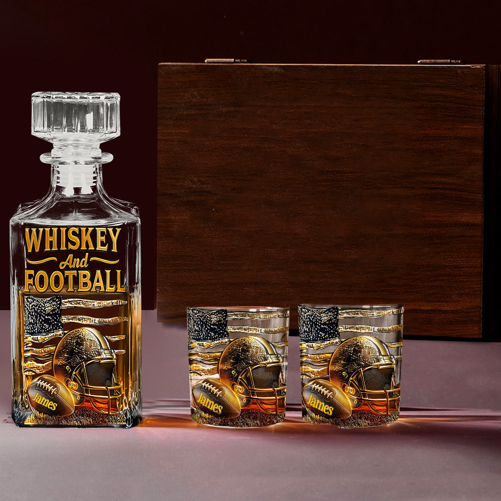 Whisky et football - Coffret carafe à whisky personnalisée sur le thème du football