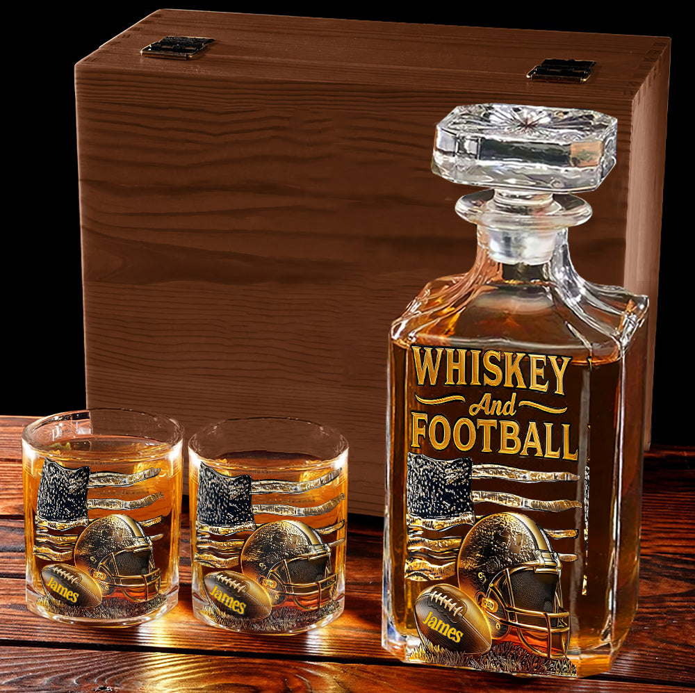 Whisky et football - Coffret carafe à whisky personnalisée sur le thème du football