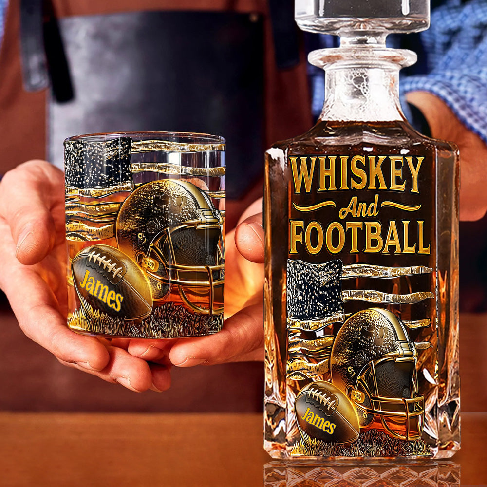 Whisky et football - Coffret carafe à whisky personnalisée sur le thème du football