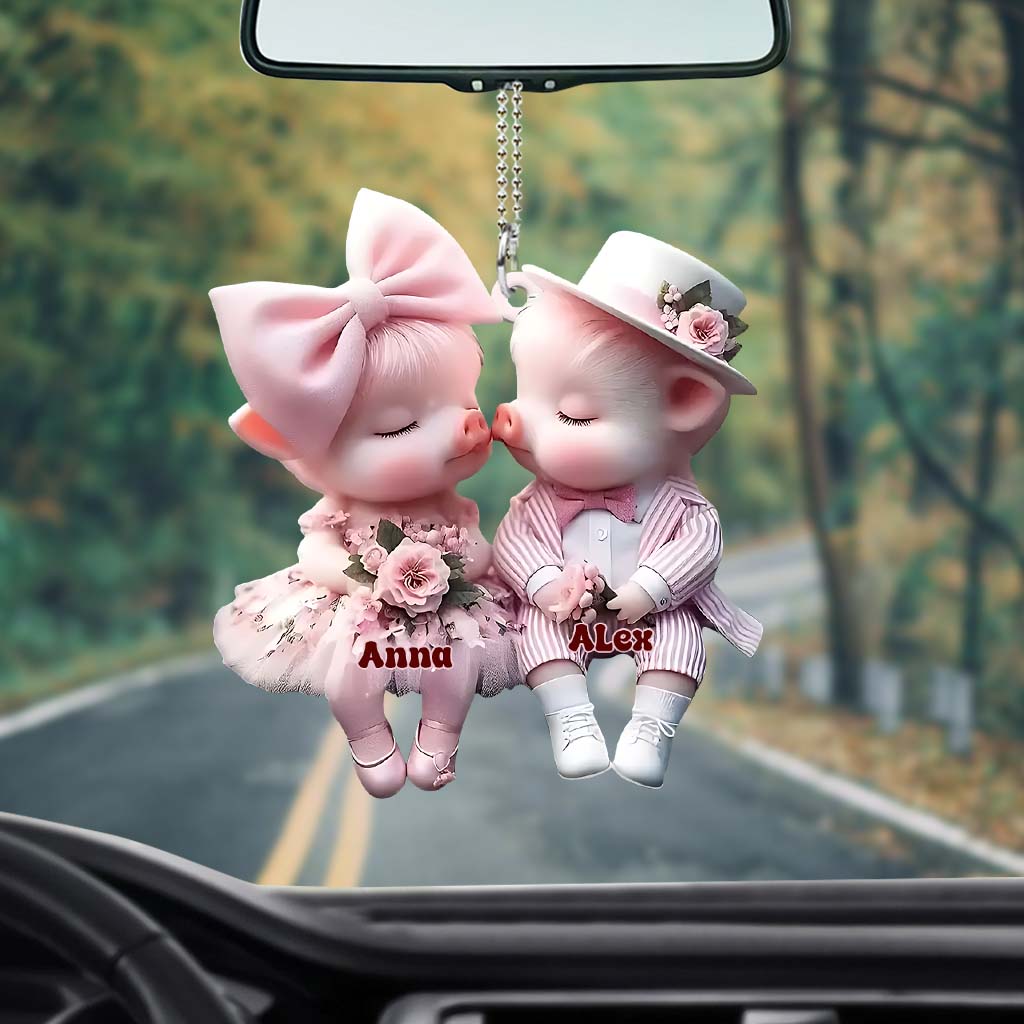 Cute Couples - Personalized Pig Lover Car Ornament
