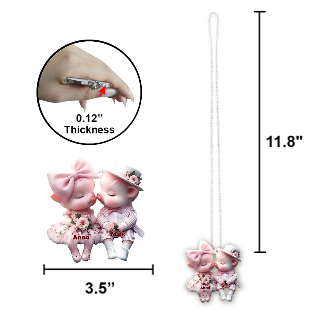 Cute Couples - Personalized Pig Lover Car Ornament