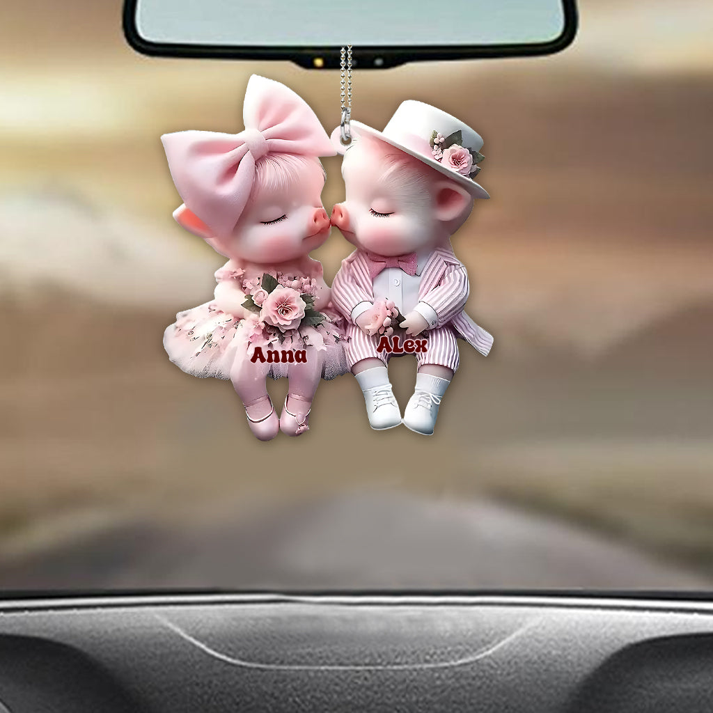 Cute Couples - Personalized Pig Lover Car Ornament