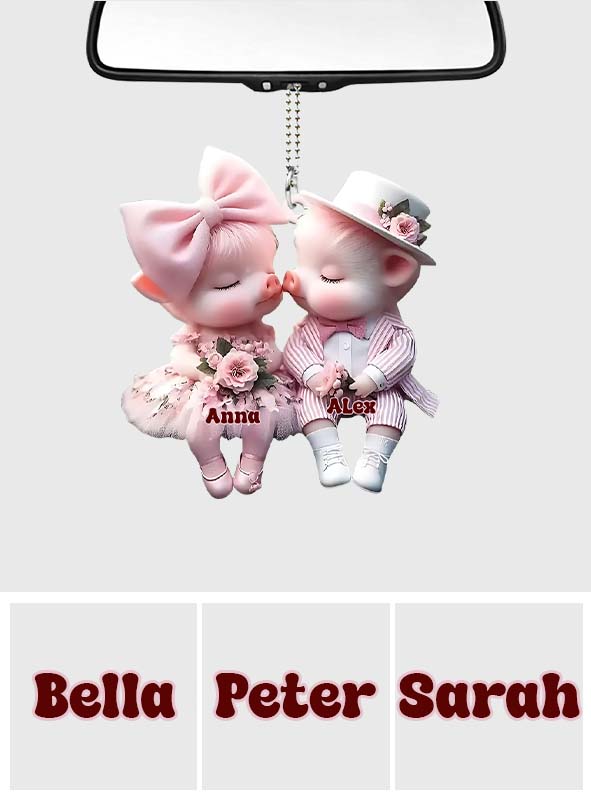Cute Couples - Personalized Pig Lover Car Ornament