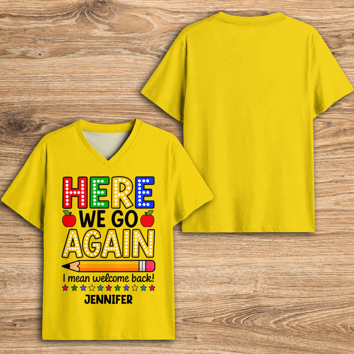 Back To School Gift - Personalized Teacher Fully Printed V-Neck T-Shirt