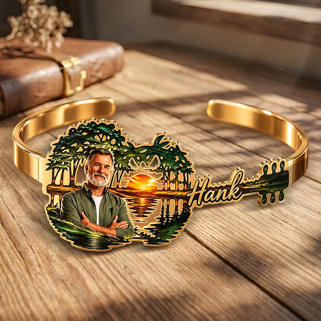 Music Is My Soul - Personalized Guitar Shaped Cuff Bracelet