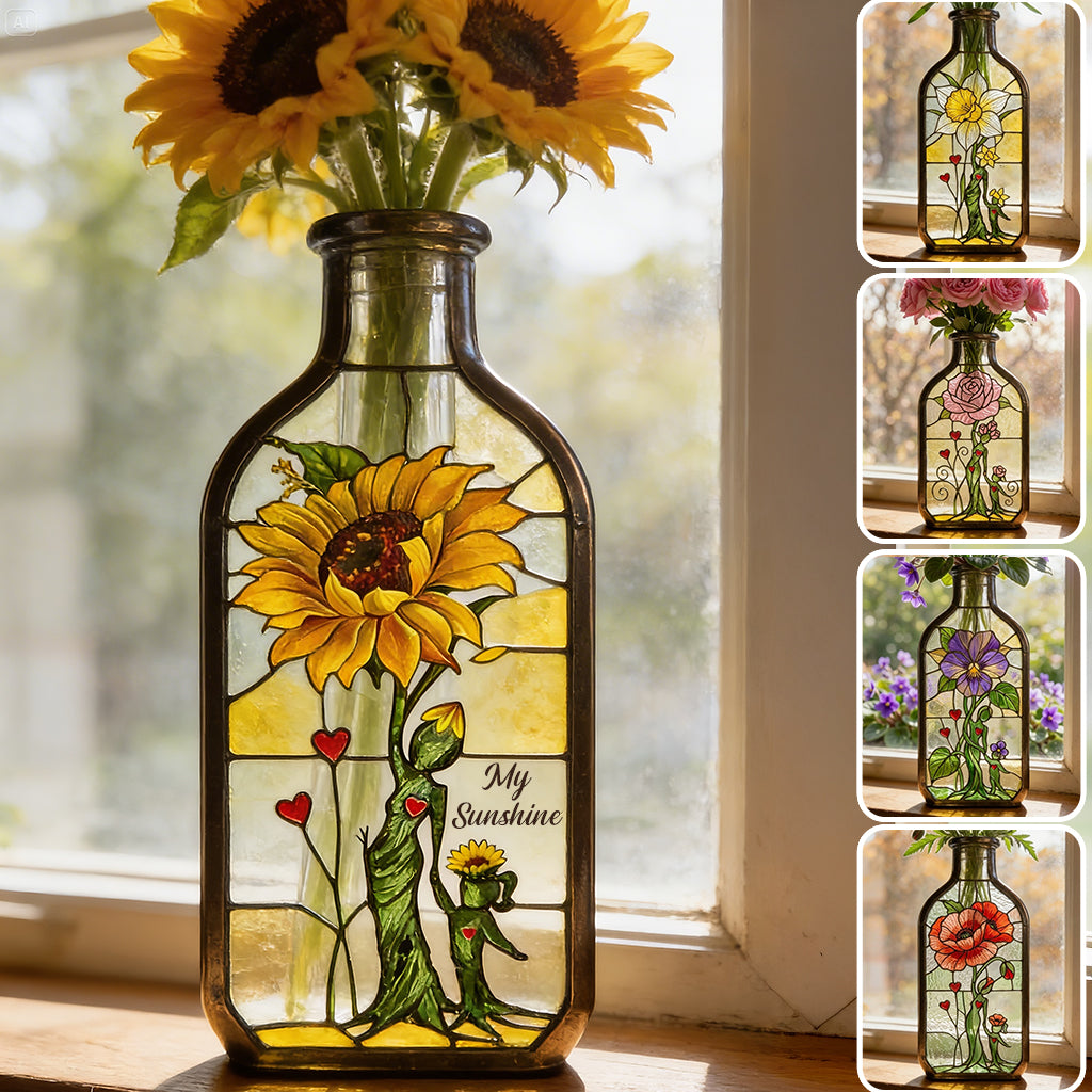 Gift For Mother/ Grandma/ Nana... Custom Birthmonth Flower - Personalized Mother Custom Shape Acrylic Flower Vase