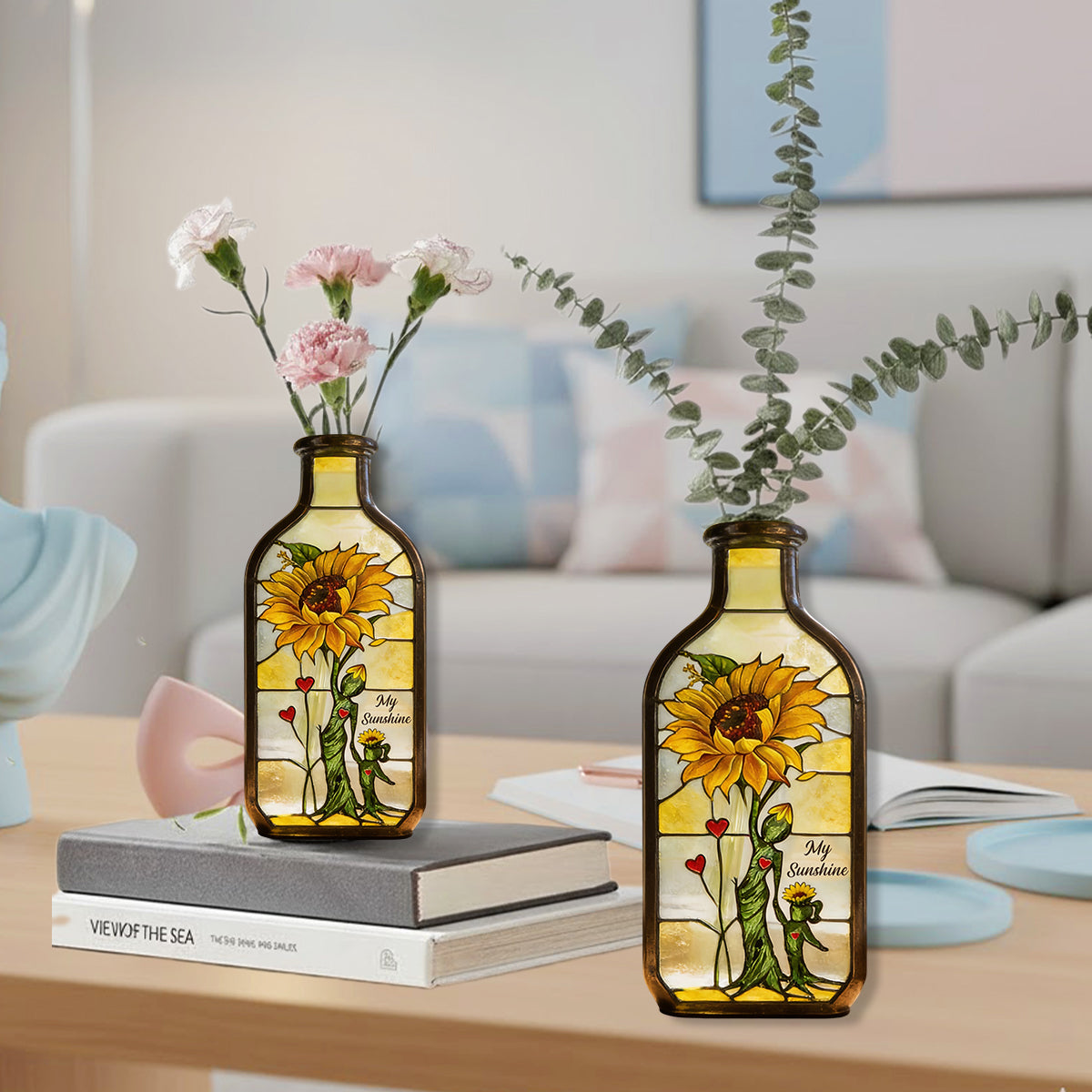 Gift For Mother/ Grandma/ Nana... Custom Birthmonth Flower - Personalized Mother Custom Shape Acrylic Flower Vase