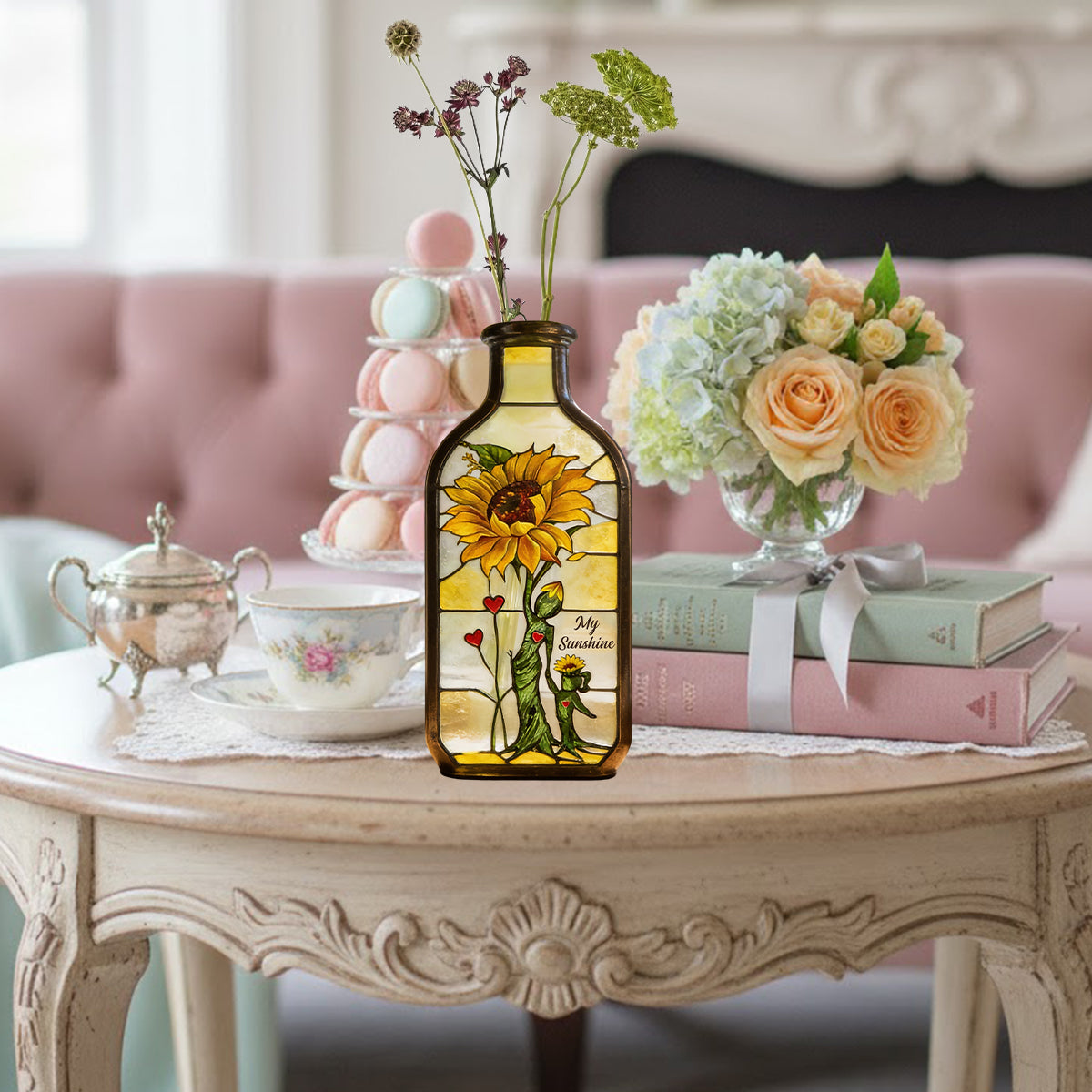 Gift For Mother/ Grandma/ Nana... Custom Birthmonth Flower - Personalized Mother Custom Shape Acrylic Flower Vase