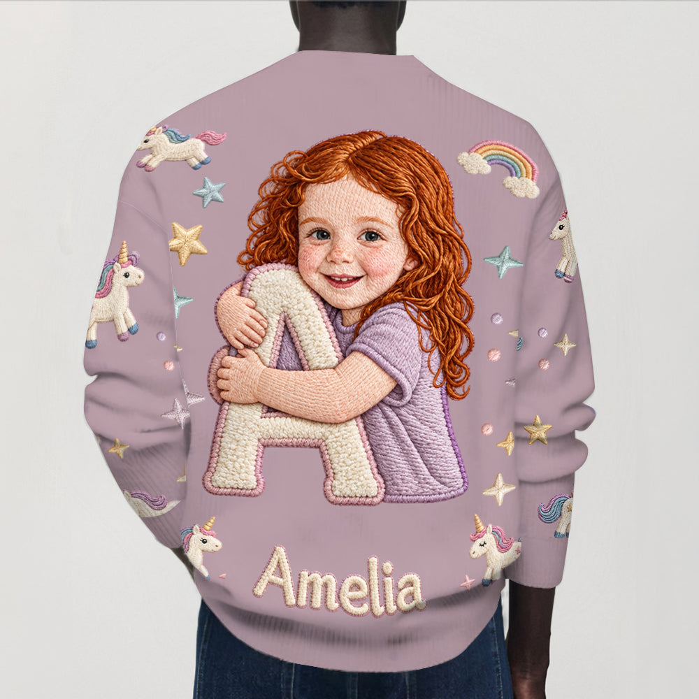 Any Photo Alphabet Custom Name - Personalized Kid Cardigan Sweater