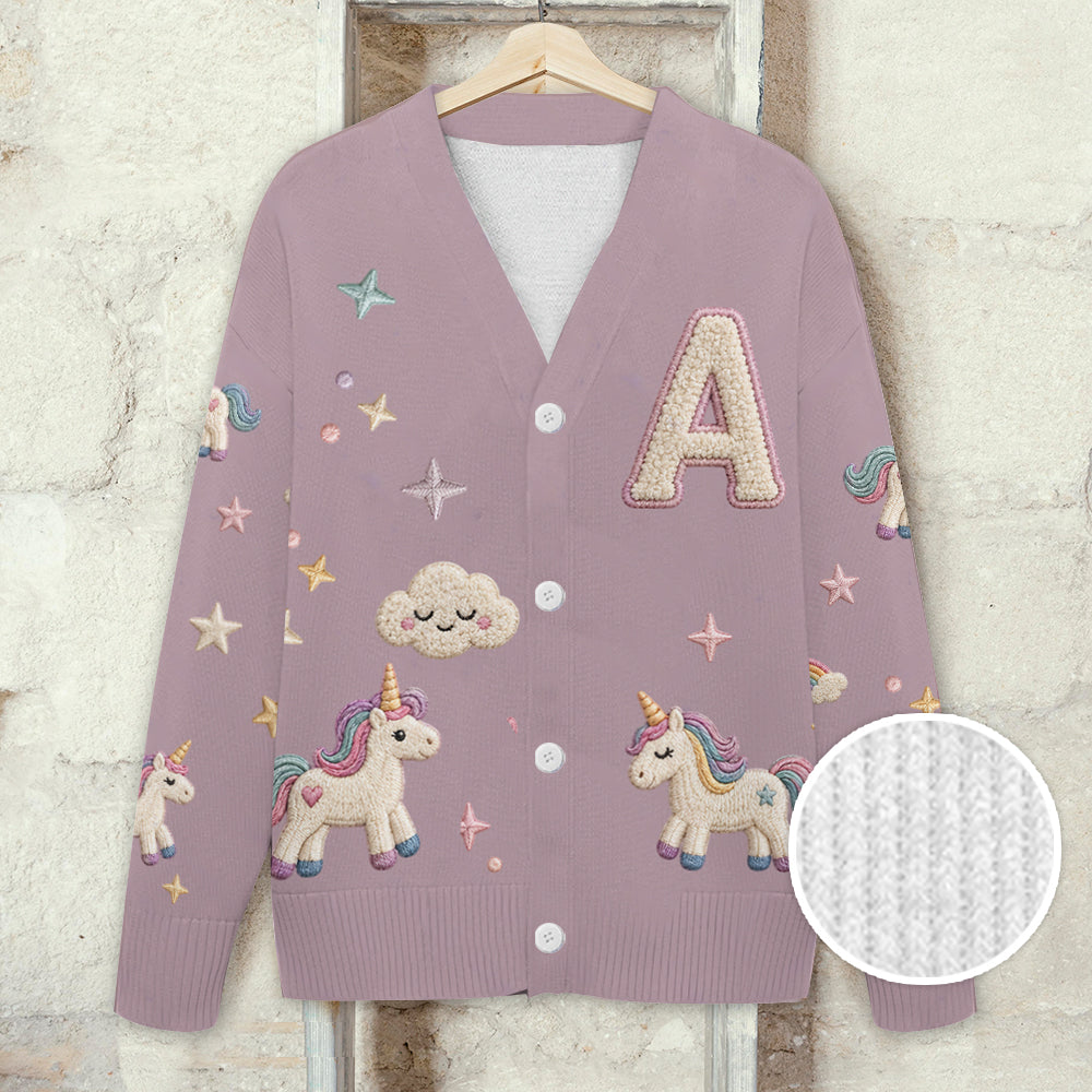 Any Photo Alphabet Custom Name - Personalized Kid Cardigan Sweater