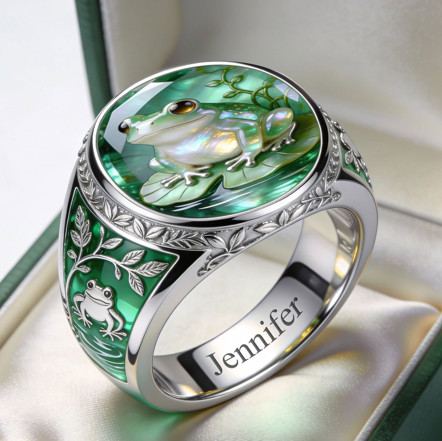 Einfach ein Mädchen, das Frösche liebt – personalisierter Frosch-Siegelring