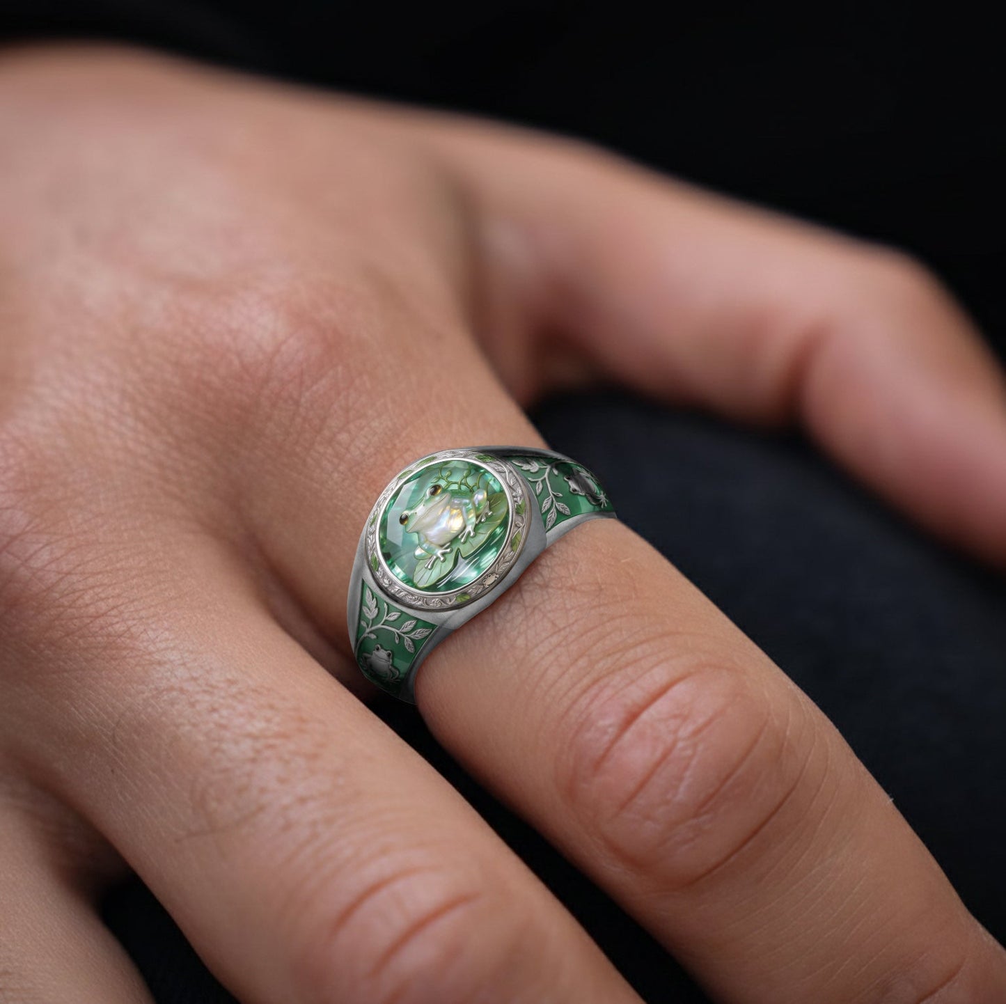 Einfach ein Mädchen, das Frösche liebt – personalisierter Frosch-Siegelring