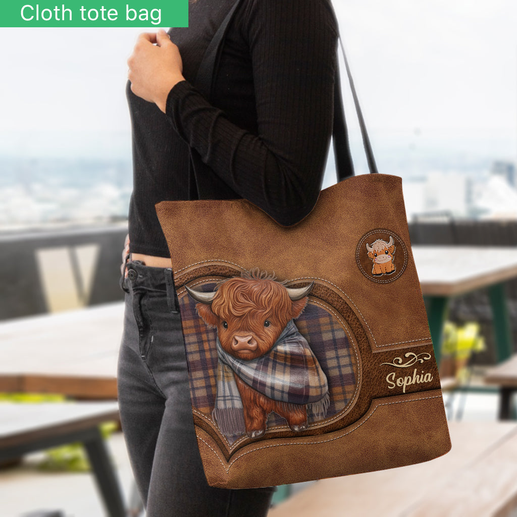 Adorable Highland Cow - Personalized Highland Cow Tote Bag