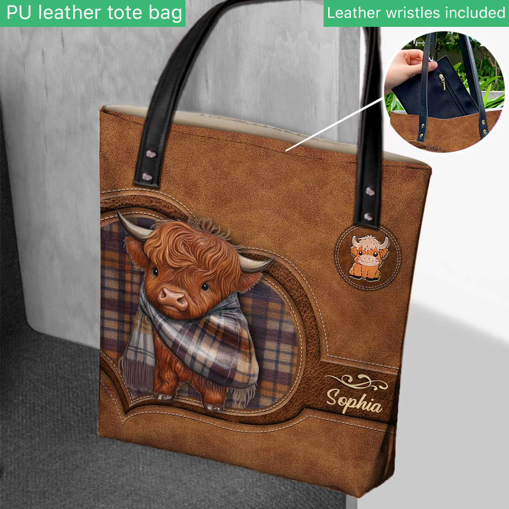 Adorable Highland Cow - Personalized Highland Cow Tote Bag