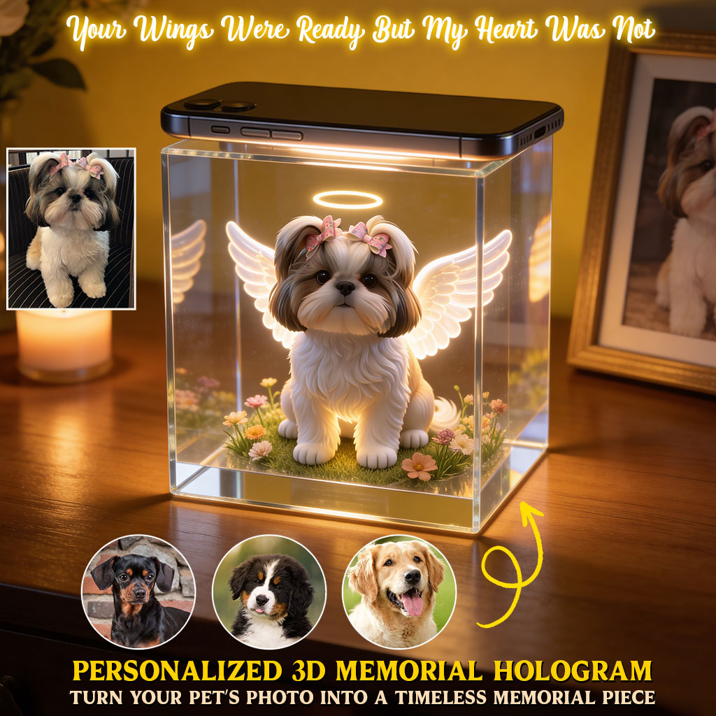 Deine Flügel waren bereit, aber mein Herz war es nicht - Personalisierte Hund 3D Erinnerungsbox