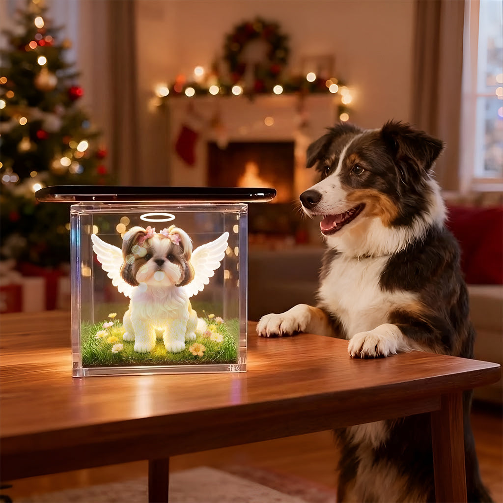 Deine Flügel waren bereit, aber mein Herz war es nicht - Personalisierte Hund 3D Erinnerungsbox