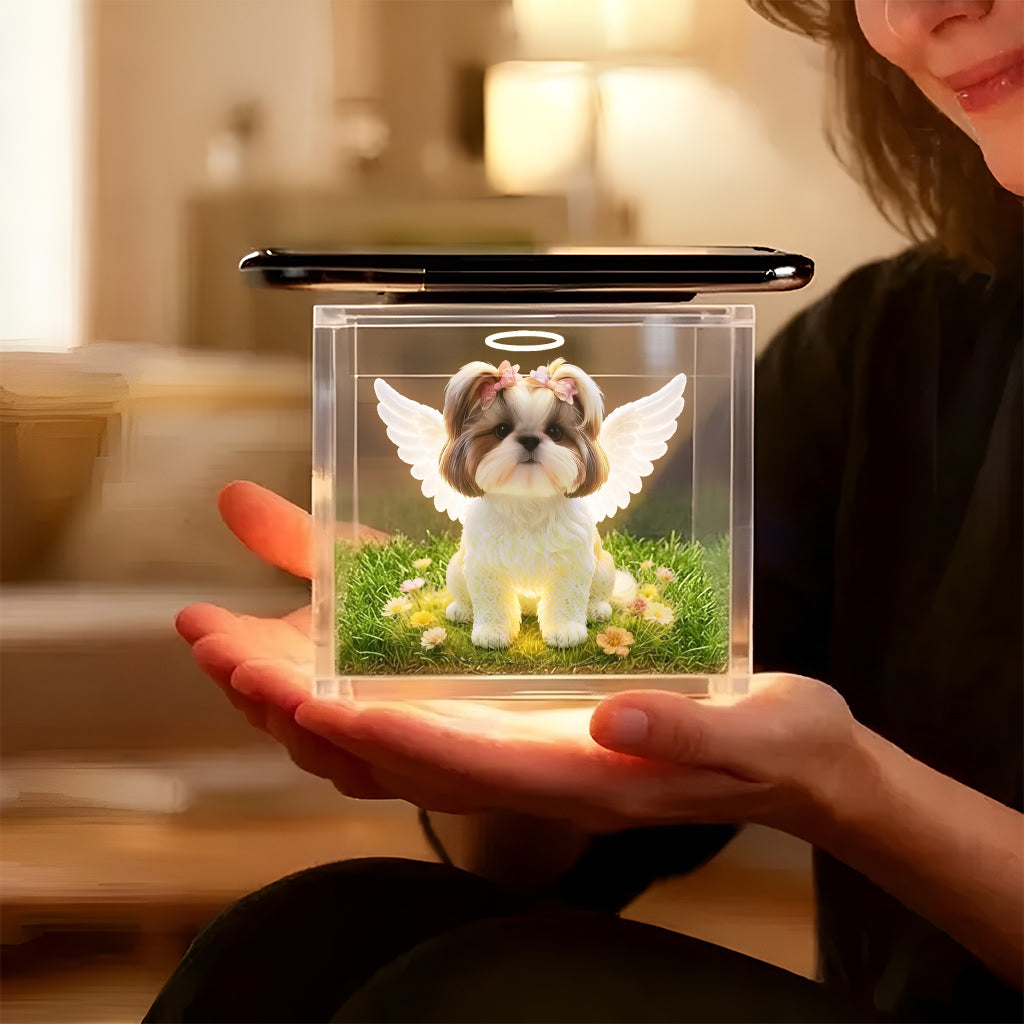 Deine Flügel waren bereit, aber mein Herz war es nicht - Personalisierte Hund 3D Erinnerungsbox