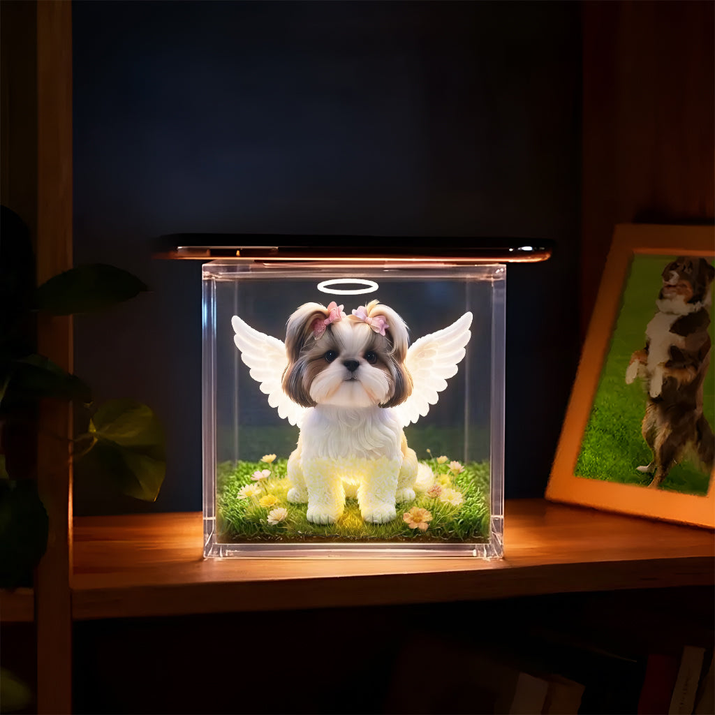 Deine Flügel waren bereit, aber mein Herz war es nicht - Personalisierte Hund 3D Erinnerungsbox