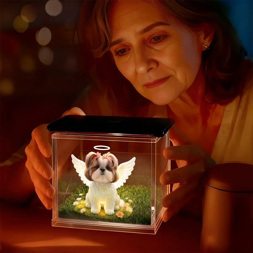 Deine Flügel waren bereit, aber mein Herz war es nicht - Personalisierte Hund 3D Erinnerungsbox