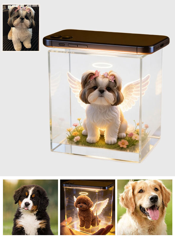 Deine Flügel waren bereit, aber mein Herz war es nicht - Personalisierte Hund 3D Erinnerungsbox
