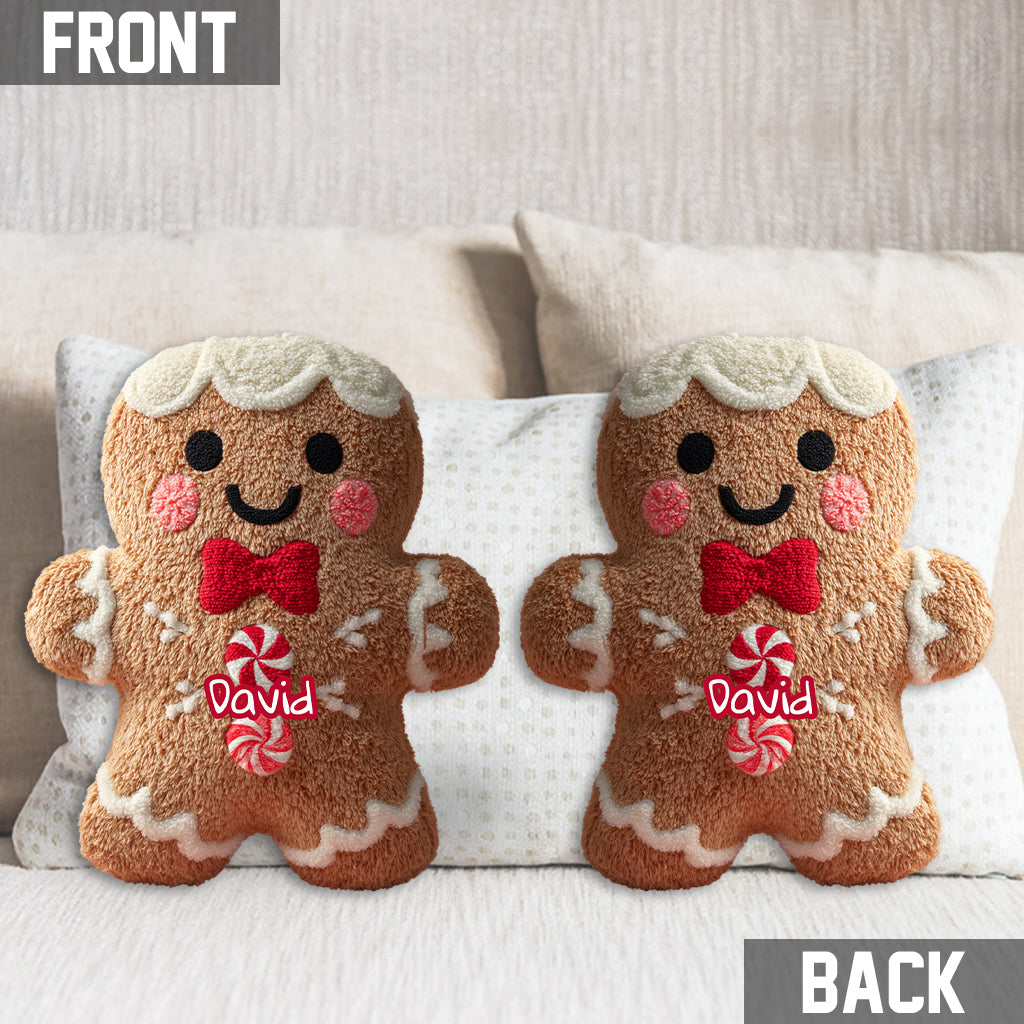 Gingerbread Merry Christmas - Personalized Family Shaped Pillow