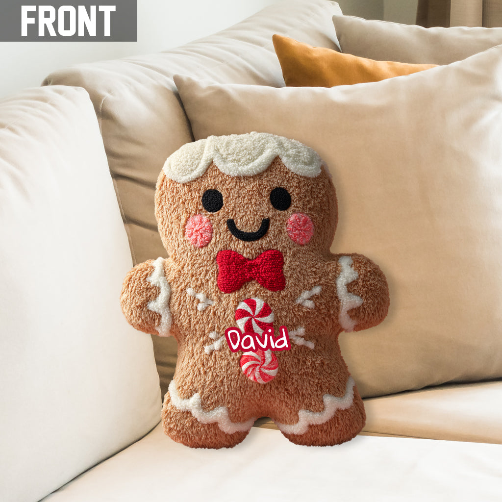Gingerbread Merry Christmas - Personalized Family Shaped Pillow
