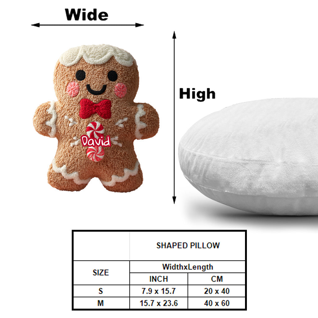 Gingerbread Merry Christmas - Personalized Family Shaped Pillow