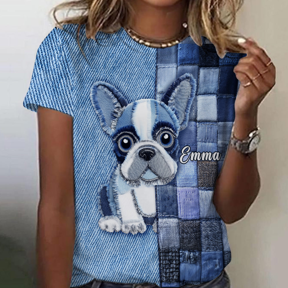 Ich liebe Französische Bulldoggen – Personalisiertes T-Shirt mit Hundemotiv