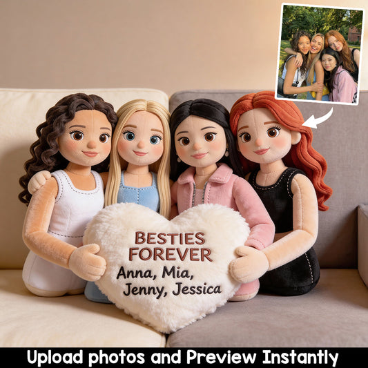 Besties Forever - Personalized Bestie Faux Fur Shaped Pillow