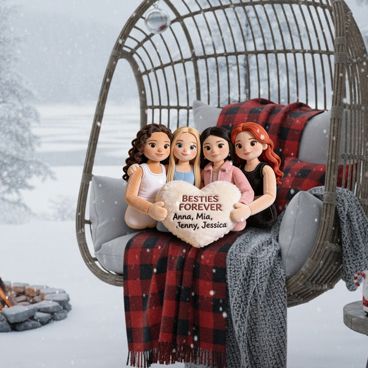 Besties Forever - Personalized Bestie Faux Fur Shaped Pillow