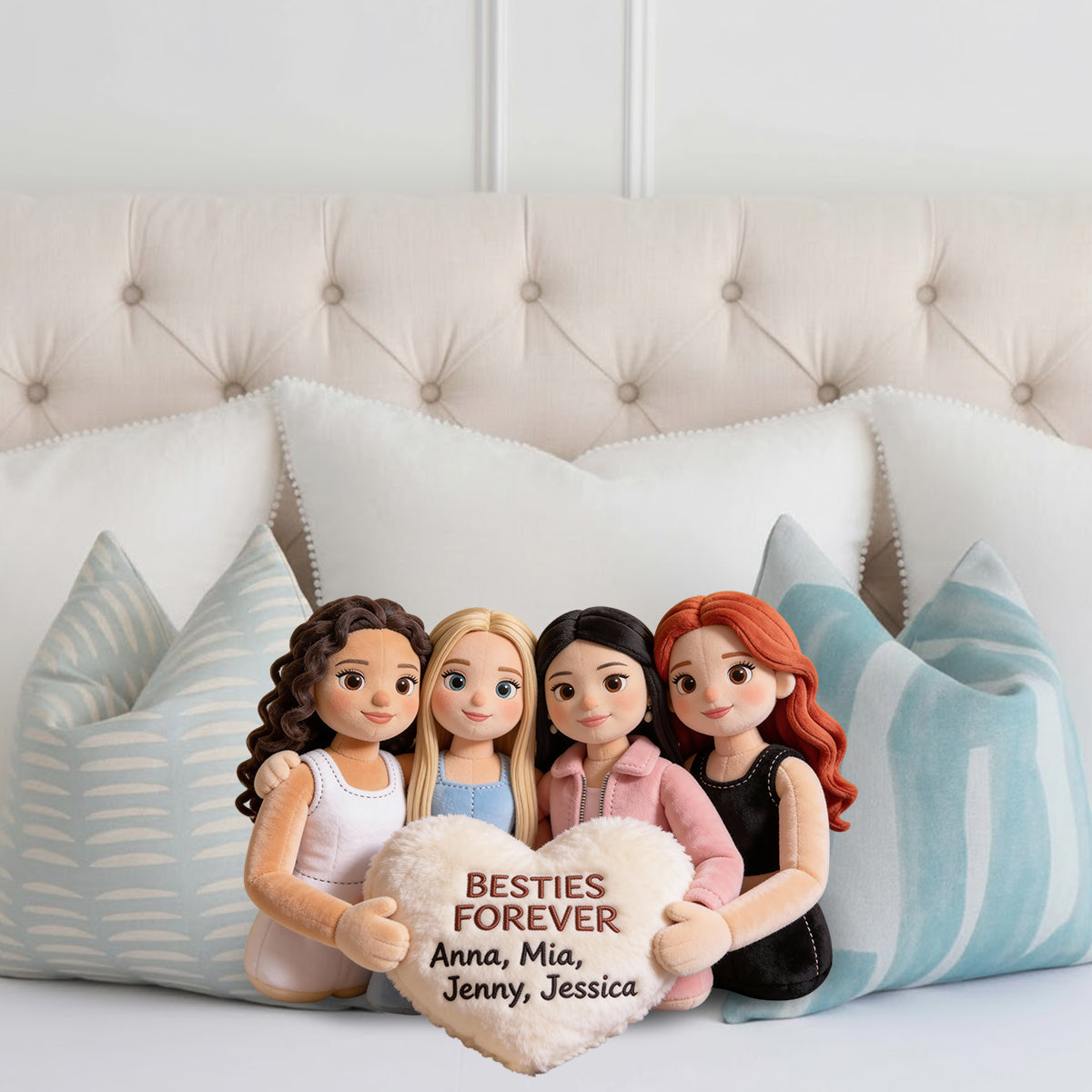 Besties Forever - Personalized Bestie Faux Fur Shaped Pillow