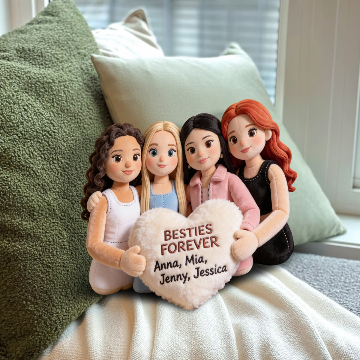Besties Forever - Personalized Bestie Faux Fur Shaped Pillow